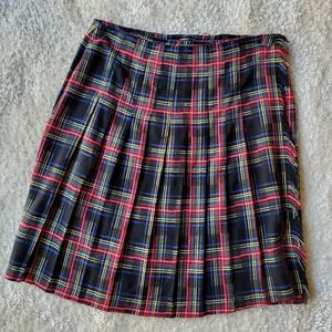 Retro Claude plaid wrap skirt with pin size 14 blue red green yellow black